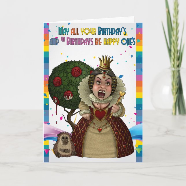 Röd drottning, underlandfödelsedagkort kort (Framsida)