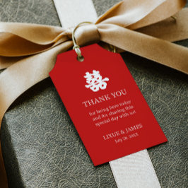 Röd Dubbel Lycka kinesisk kalligrafi asiatisk G Presentetikett