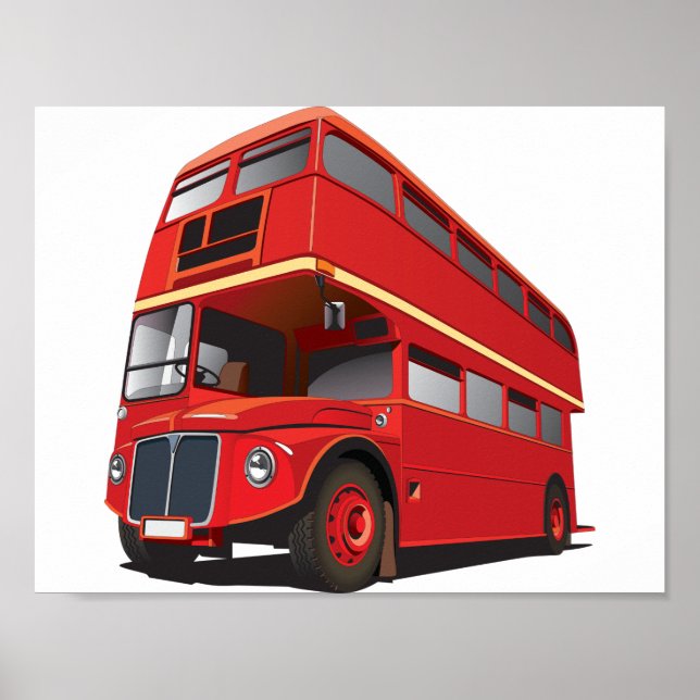Röd dubbeldäckare bussaffisch poster (Framsidan)