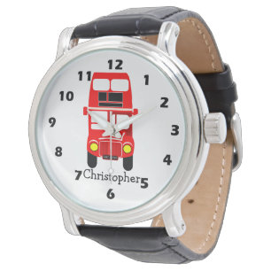 Röd dubbeldäckare design armbandsur