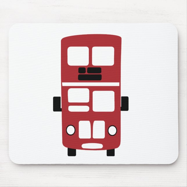 Röd dubbla decker buss mousepad musmatta (Framsidan)