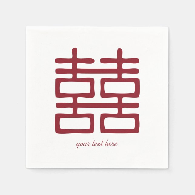 Röd Dubbla Happity Bröllopsfest Napkin Set Pappersservett (Framsidan)