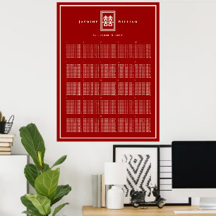 Röd Dubbla: kinesiska Bröllop-sätesdiagram Poster