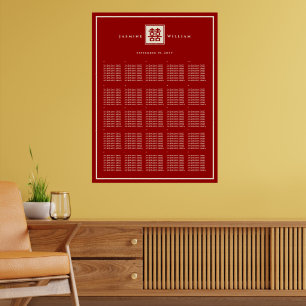 Röd Dubbla: kinesiska Bröllop-sätesdiagram Poster