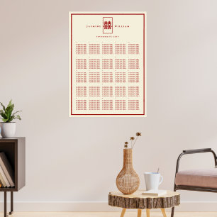 Röd Dubbla: kinesiska Bröllop-sätesdiagram Poster