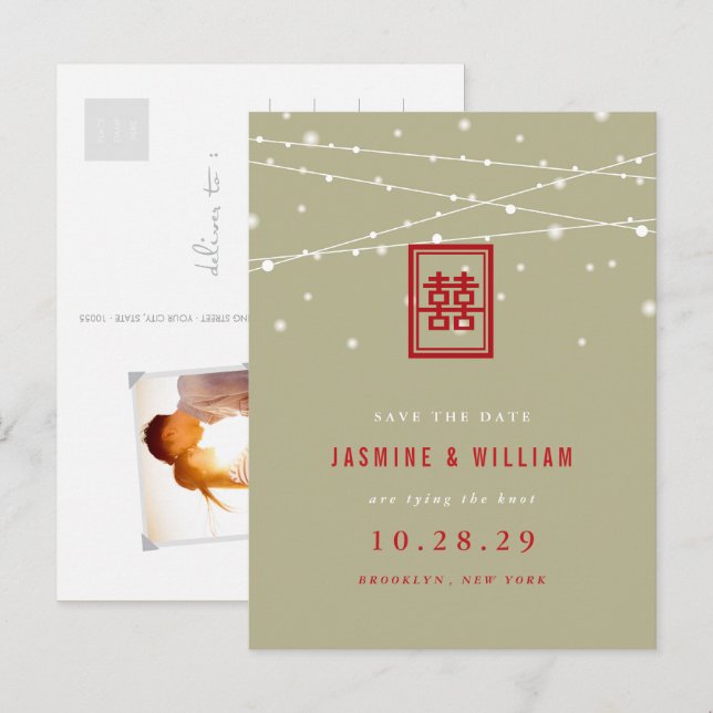 Röd Dubbla - lycka till Ljus Spara datumvykortet Meddelande Vykort (Fram/baksida)