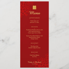 Röd Dubbla lyckliga blommigt kinesiska bröllop Meny