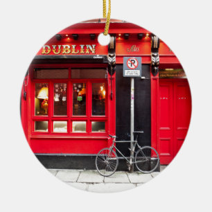 Röd Dublin Pub Julgransprydnad Keramik