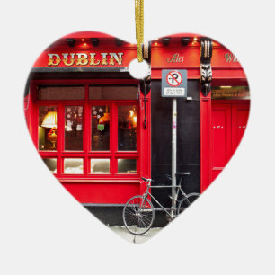 Röd Dublin Pub Julgransprydnad Keramik