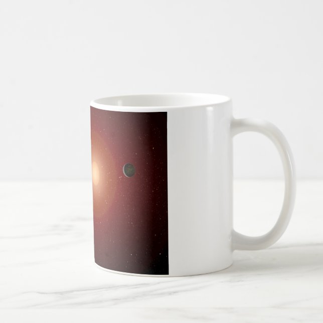 Röd dvärg- stjärna och Exoplanets Kaffemugg (Höger)
