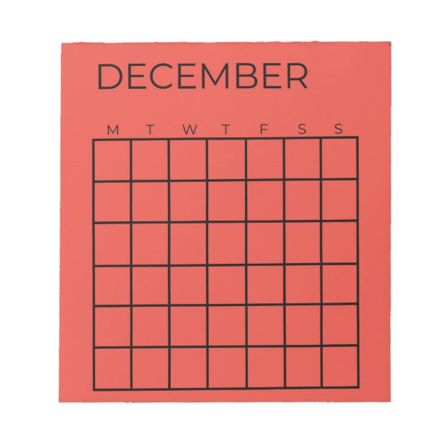 Röd ej uppdaterad december-kalender för planering anteckningsblock (Framsida)