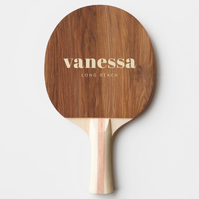 Röd ek trä Minimal Modern Klassisk Namn Pingisracket (Framsidan)