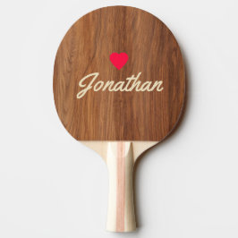 Röd ek trä Vintage hjärta signatur Pingisracket