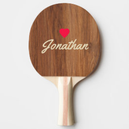 Röd ek trä Vintage hjärta signatur Pingisracket