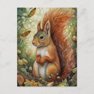 Röd ekorre i Forest Art Postcard Vykort