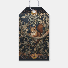 Röd ekorre i William Morris-stil Presentetikett