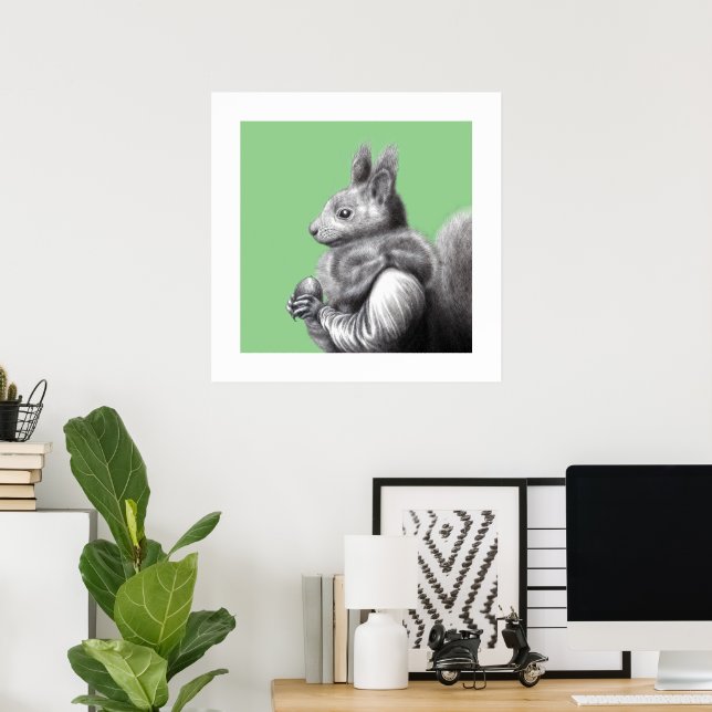 Röd ekorre med Grått ekorre Päls Scarf (Moegi) Poster (Hemmakontoret)