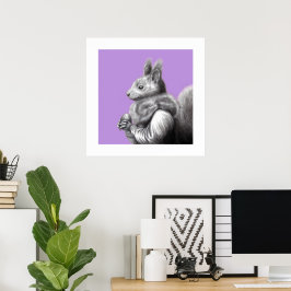 Röd ekorre med Grått-ekorren Päls Scarf (Sumire) Poster