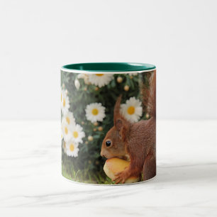 Röd ekorre och daisy Två-Tonad mugg