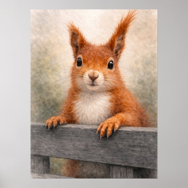Röd ekorre skogsmark vilda djur poster (Framsidan)