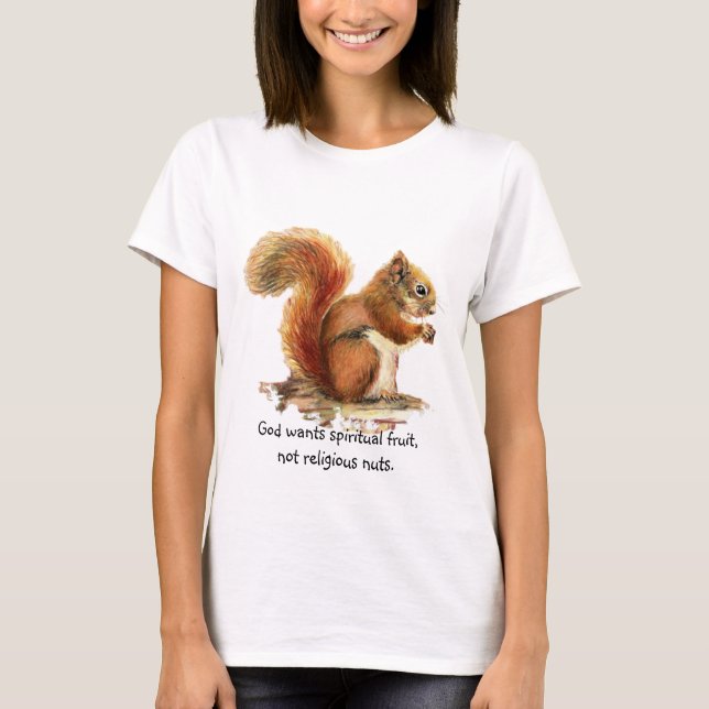 Röd ekorre, vattenfärgad citat tee shirt (Framsida)