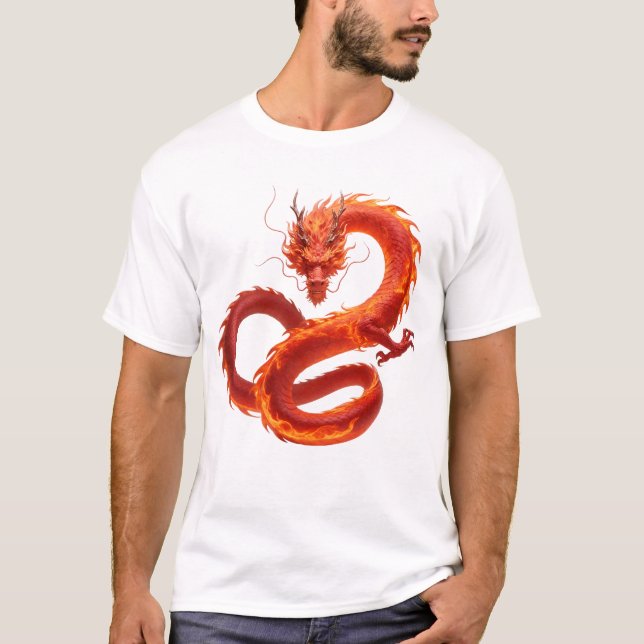 Röd elddrake konst | Mythiskt elddrake design T Shirt (Framsida)