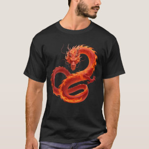 Röd elddrake konst Mythiskt flamdrakedesign T Shirt