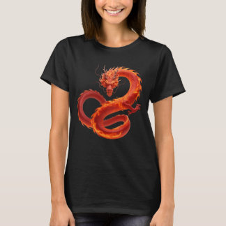 Röd elddrake konst | Mytisk flammande drakdesign T Shirt