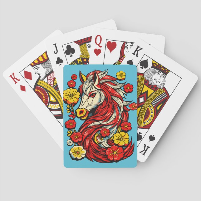 Röd Eldhäst – Kinesisk Zodiak 2026 Casinokort (Baksidan)