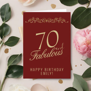 Röd Elegant 70 och Fantastisk Ornament 70-årsdag Kort