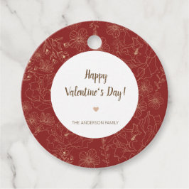 Röd Elegant Blommigt Glad Alla hjärtans dag Circle Gåvor Etiketter