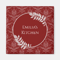 Röd Elegant Damask Magnet