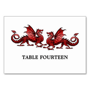 Röd Elegant Dragons Bord-kort Bordsnummer