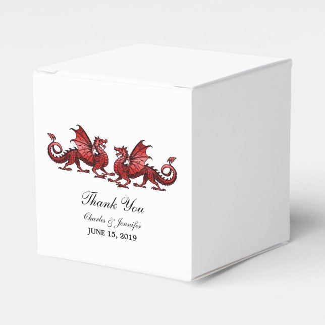 Röd Elegant Dragons Wedding Favor Boxes Presentaskar (Framsidan Sidan)