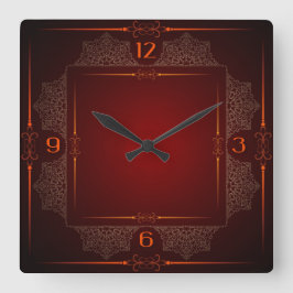 Röd elegant fyrkantig klocka