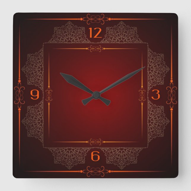 Röd elegant fyrkantig klocka (Framsida)
