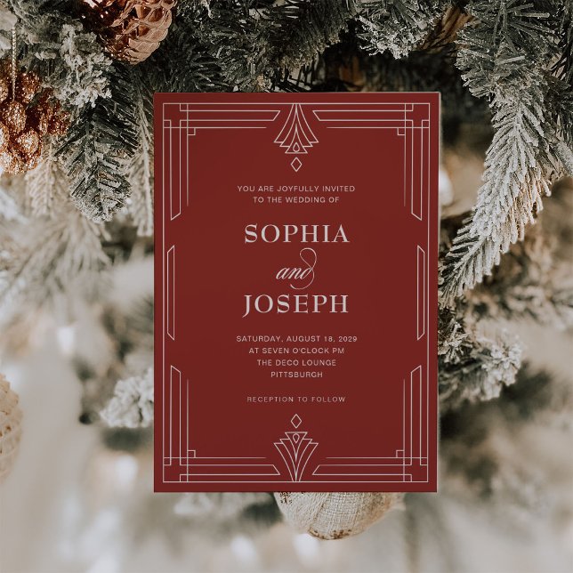 Röd | Elegant klassisk höstlovbröllop Inbjudningar (Skapare uppladdad)