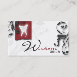 Röd elegant Monogram för tandläkarevisitkort Visitkort