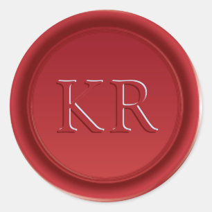 Röd Elegant Monogram Vaxsigill Runt Klistermärke