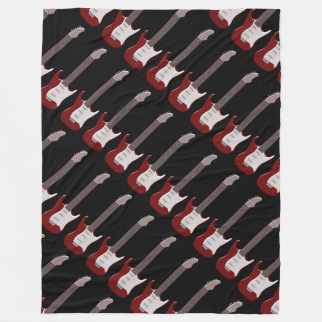 Röd elektrisk gitarrdesign fleecefilt (Framsidan)