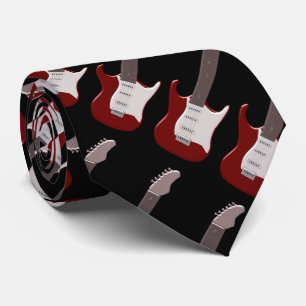 Röd elektrisk gitarrdesign slips