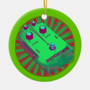 Röd elektrisk grönt för gitarrdistorsionspedal julgransprydnad keramik