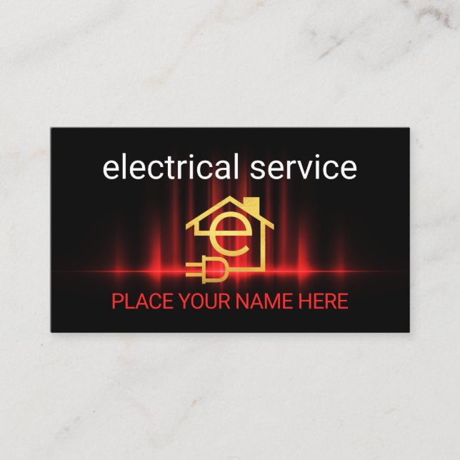 Röd elektrisk våg elektriker reparationer visitkort (Framsida)
