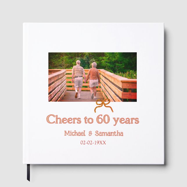 röd eller båge skål för 60 års bröllopsjubileum  gästböcker (Framsida)