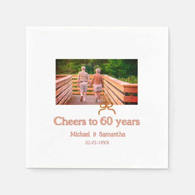 röd eller båge skål för 60 års bröllopsjubileum  pappersservett (Framsidan)