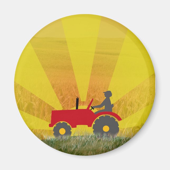 Röd eller Grönt Tractor Magnet (Framsidan)