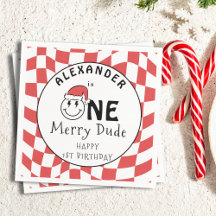 Röd En Glad Kille Jul Första Födelsedagsdekoration