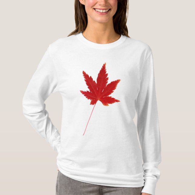 Röd enda hösten löv t shirt (Framsida)