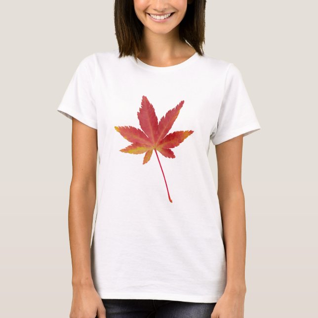 Röd enda hösten löv t shirt (Framsida)
