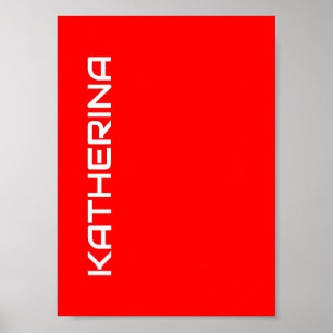Röd enfärgad   Klassiskt vitt namn Poster